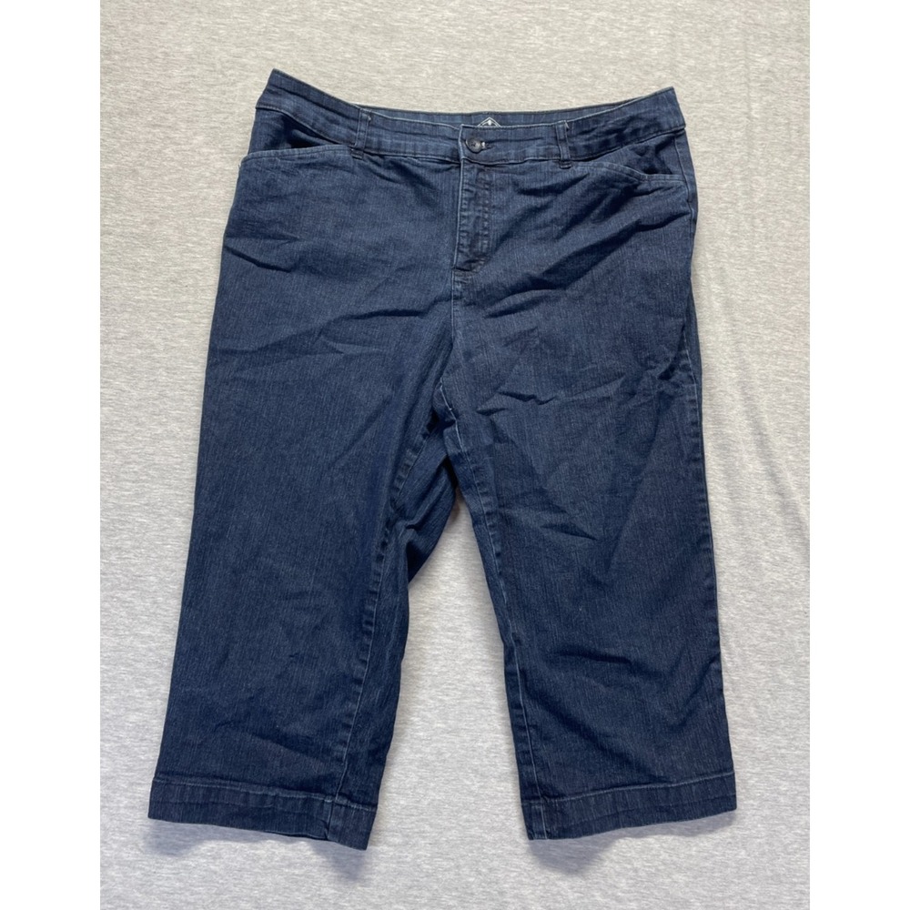 St. John's Bay Capri Jeans Womens 14 Blue Denim Dark Washed Cotton‎ Straight Leg